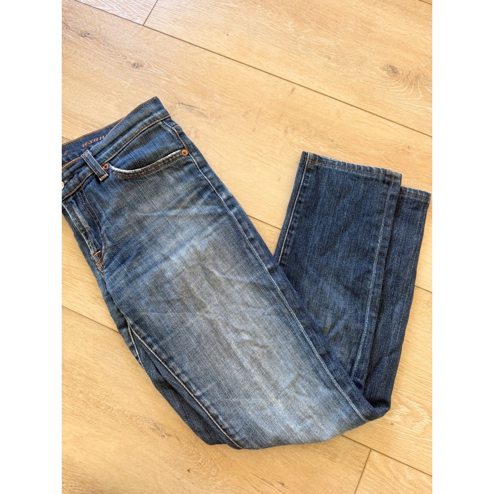 7 For All Mankind Roxanne Slim Straight Jeans Medium Wash Distressed Denim 220